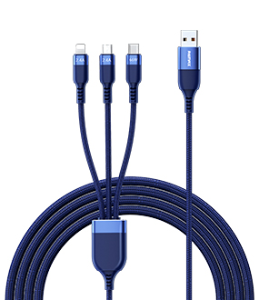 RC-C068 Kings Series 6A All-compatible 3-in-1 Fast Charging Data Cable