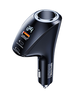 RCC339 Warriors Series 88.5W PD+QC 2C+1A Fast Car Charger with Digital Display