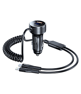 RCC336 Saga Series 52.5W PD+QC Fast Car Charger with C+L Spring Cable